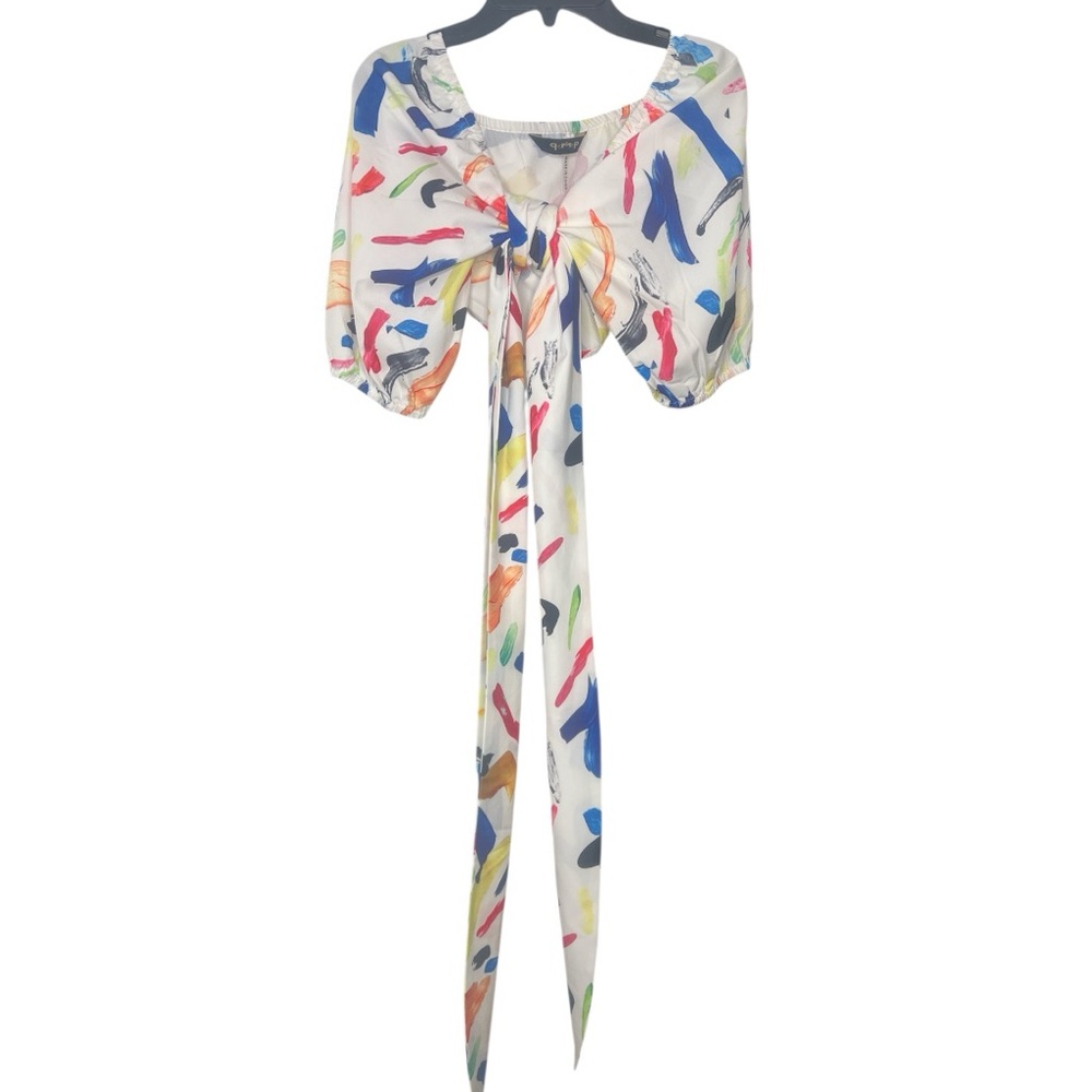 Colorful Abstract Off-Shoulder Crop and Layered Maxi Set, Size: Med - Picture 5 of 11